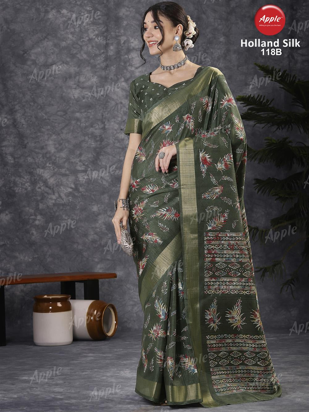 Apple Saree Apple Holland Silk 118 Silk Blend Saree