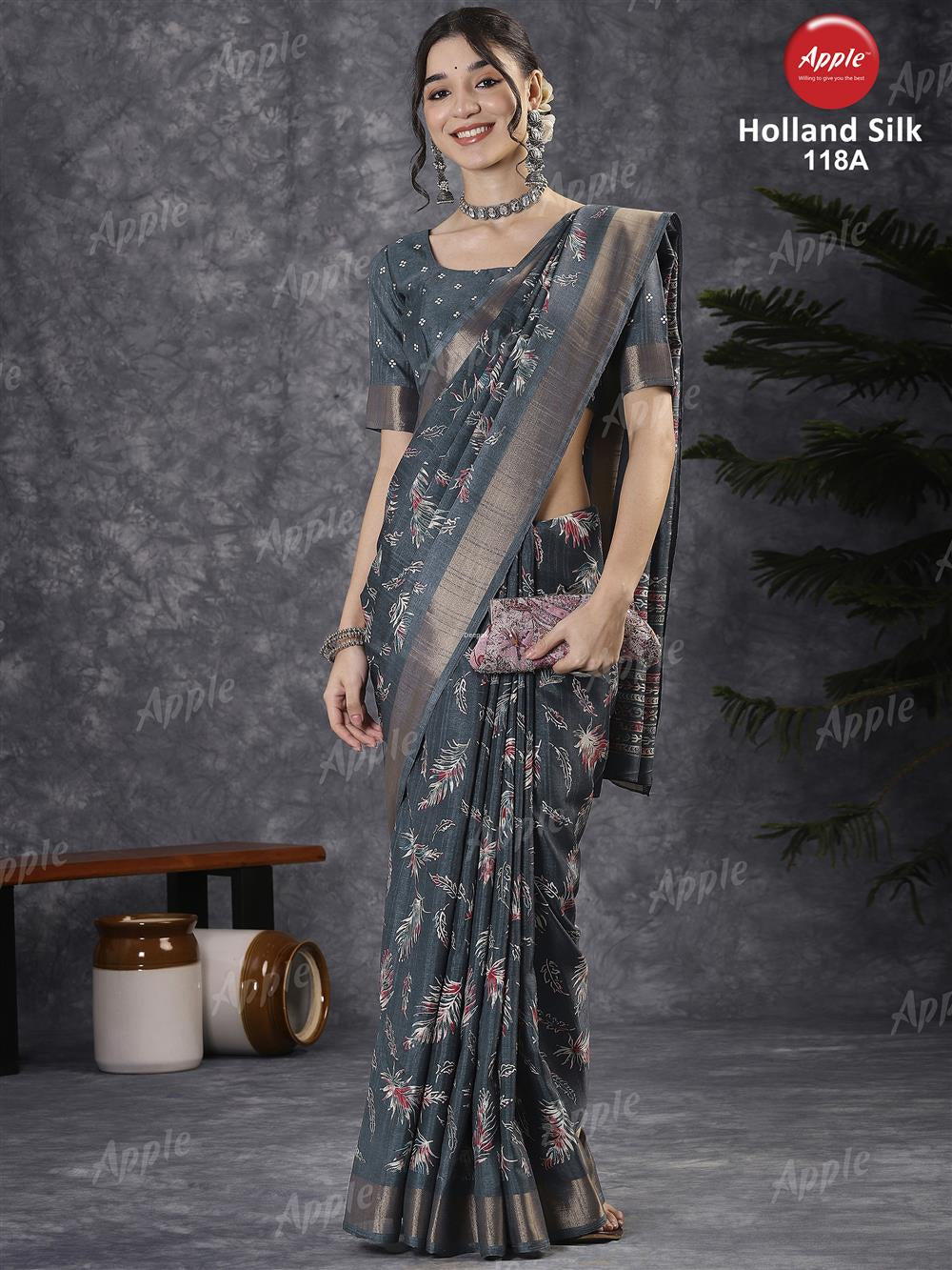 Apple Saree Apple Holland Silk 118 Silk Blend Saree