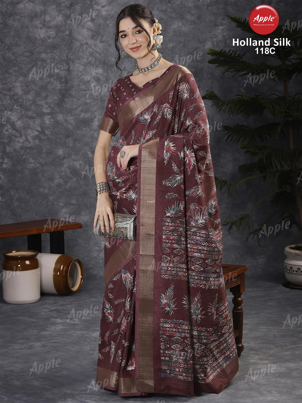 Apple Saree Apple Holland Silk 118 Silk Blend Saree