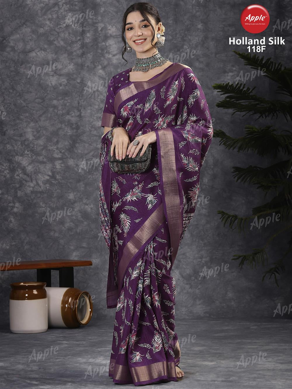 Apple Saree Apple Holland Silk 118 Silk Blend Saree