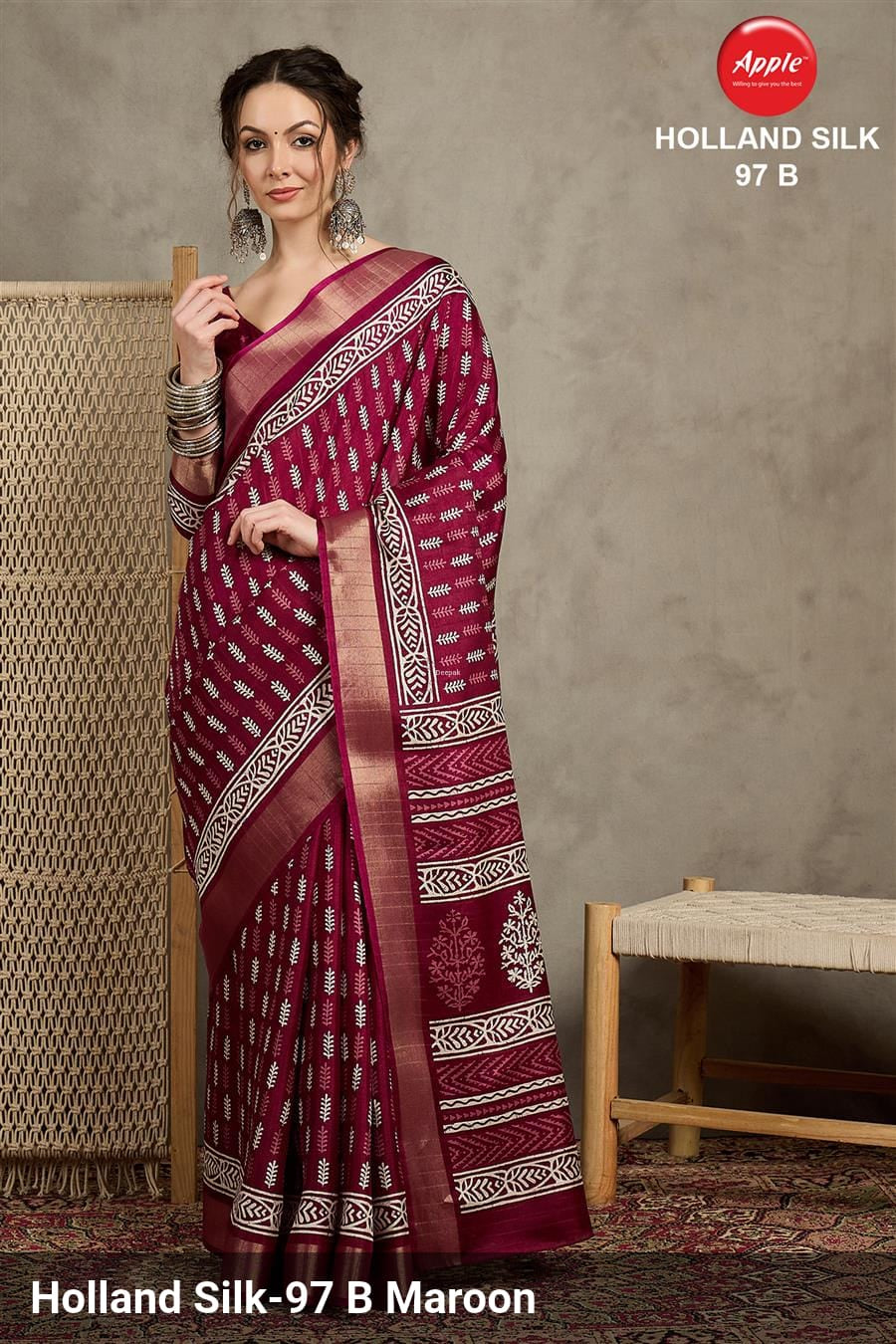 Apple Holland Silk 97 Silk Blend Saree
