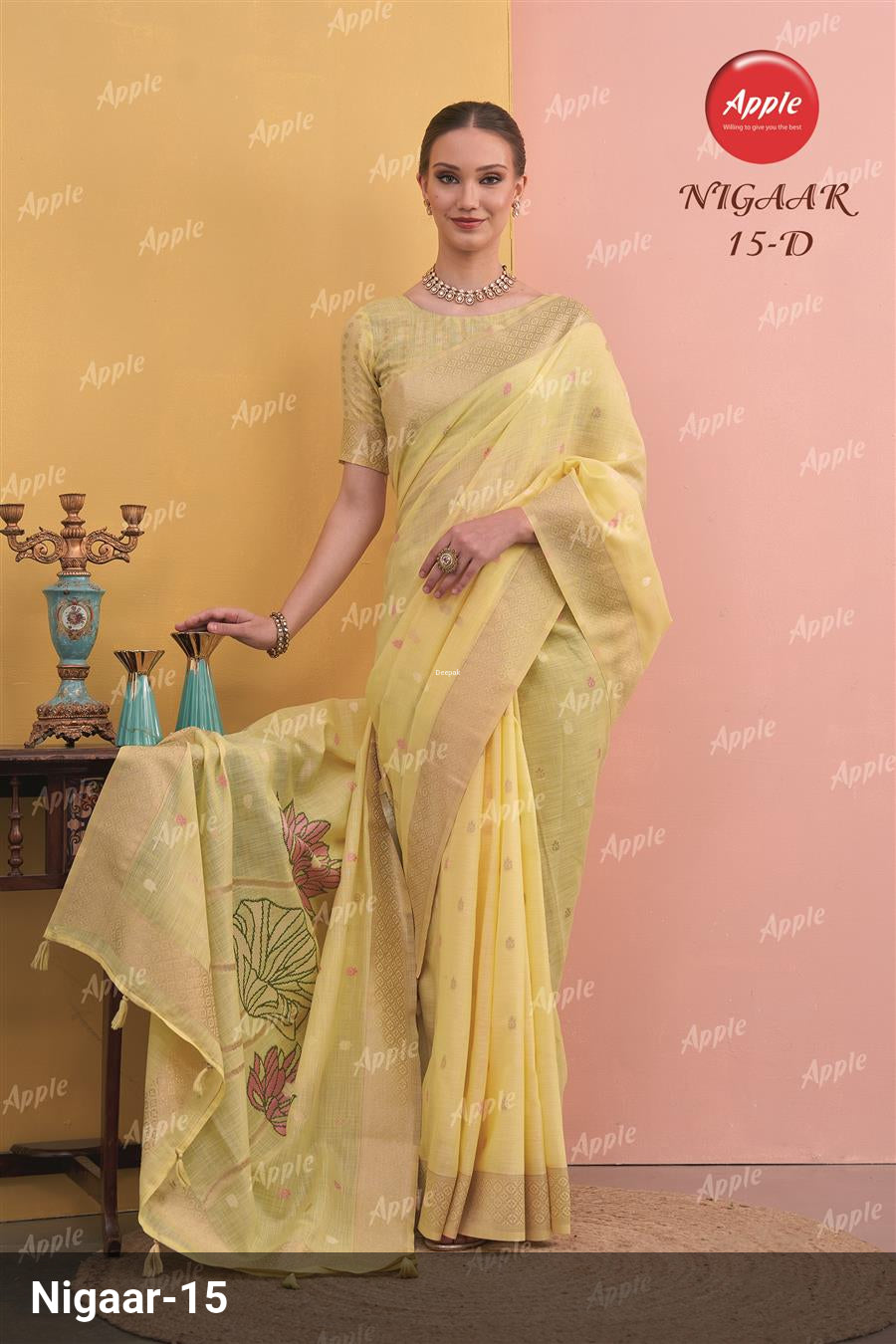 Apple Saree Apple Nigaar 15 Linen Saree