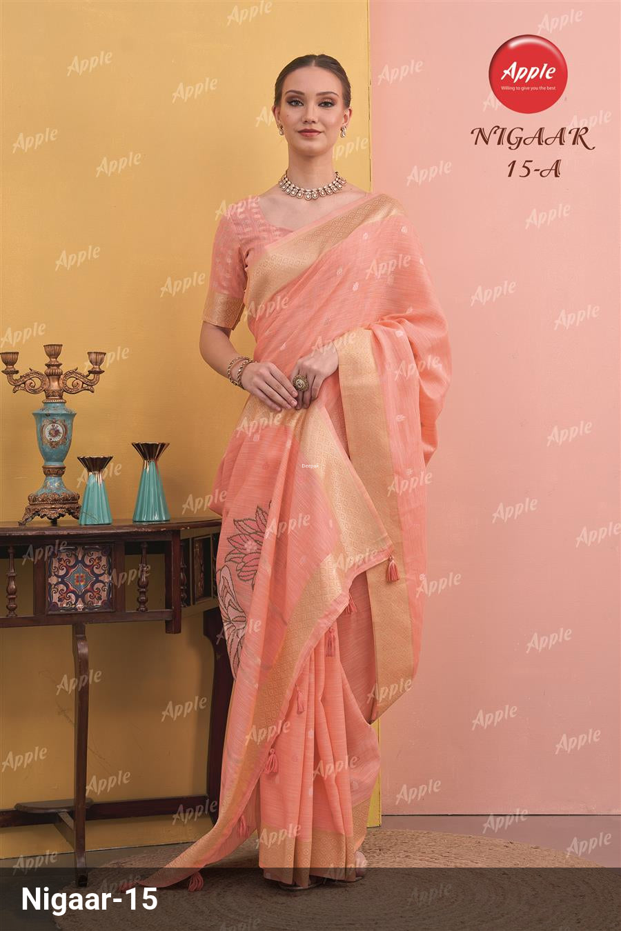 Apple Saree Apple Nigaar 15 Linen Saree