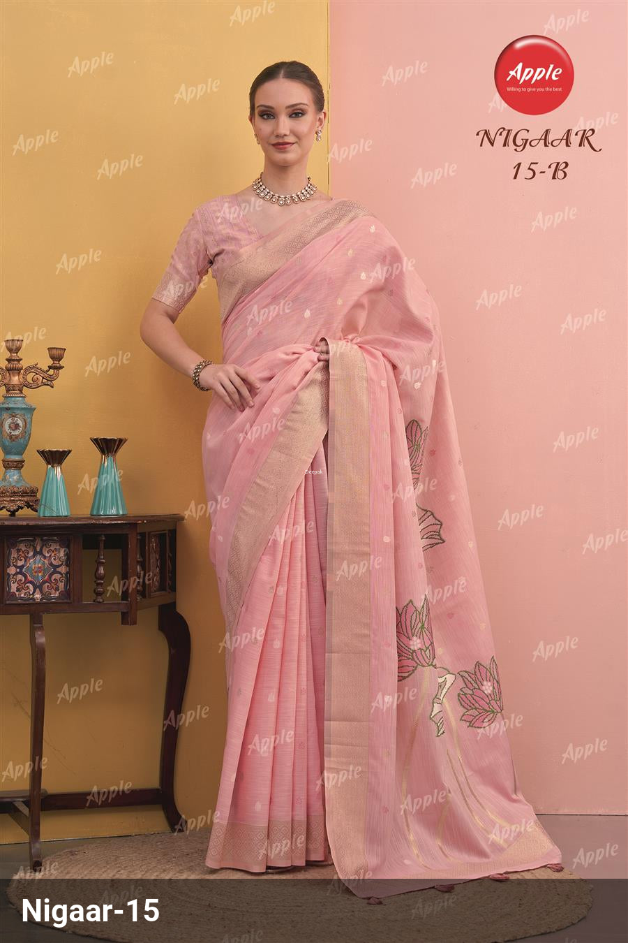 Apple Saree Apple Nigaar 15 Linen Saree