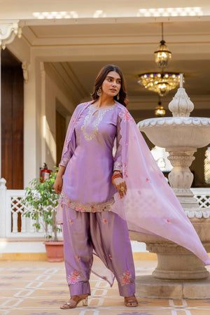 Aralina 04 Japan Satin Kurti Pant Dupatta Set Wholesale Surat India - Amrah Wholesale