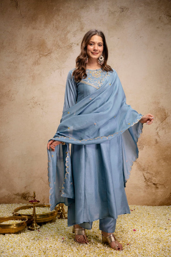 Aravani Vol 2 Vichitra Silk Kurti Pant Dupatta Set - Amrah Wholesale