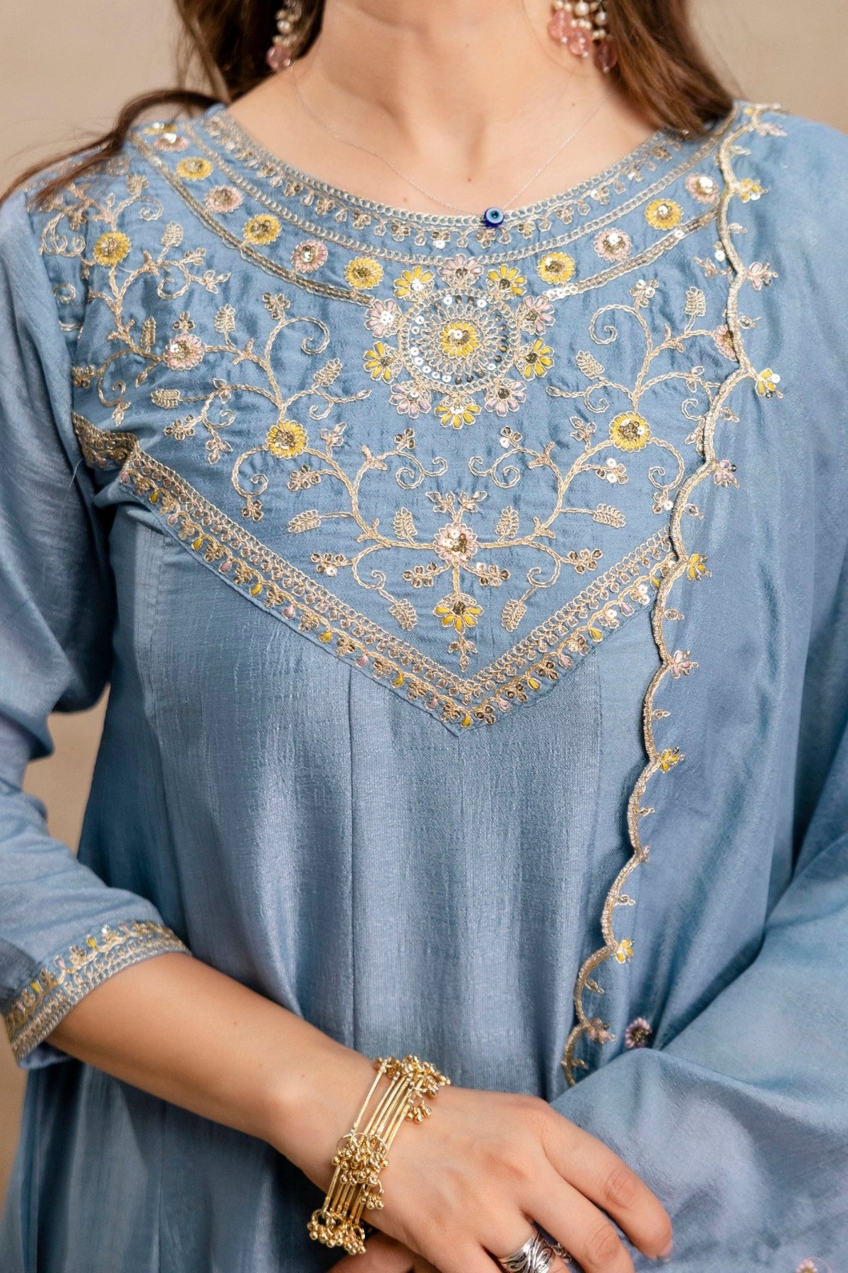 Aravani Vol 2 Vichitra Silk Kurti Pant Dupatta Set - Amrah Wholesale