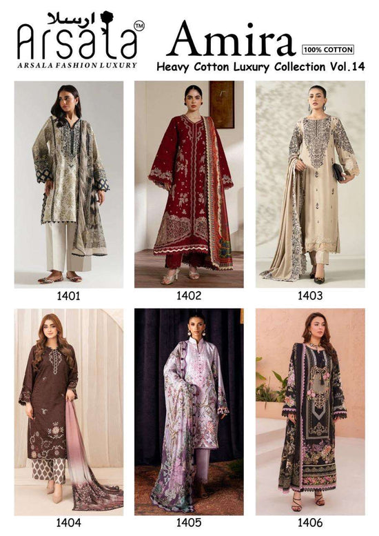 ARSALA AMIRA COLLECTION VOL-14 Lawn Cotton Printed Pakistani Suit - Amrah Wholesale