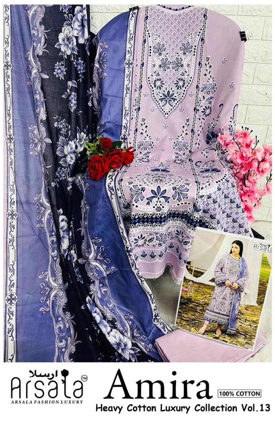 Arsala Amira Vol 13 Pure Heavy Lawn Cotton Pakistani Suit - Amrah Wholesale