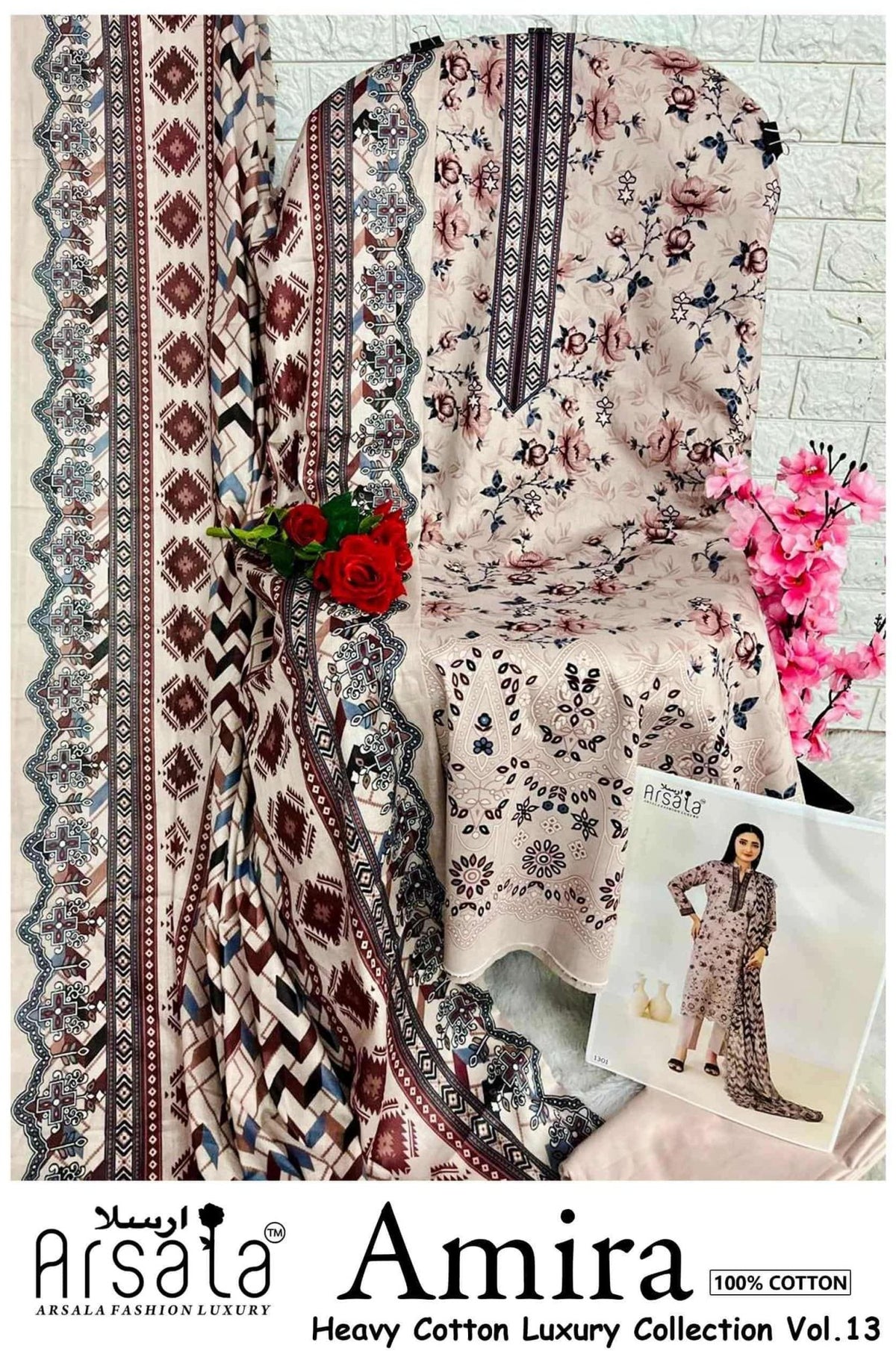 Arsala Amira Vol 13 Pure Heavy Lawn Cotton Pakistani Suit - Amrah Wholesale