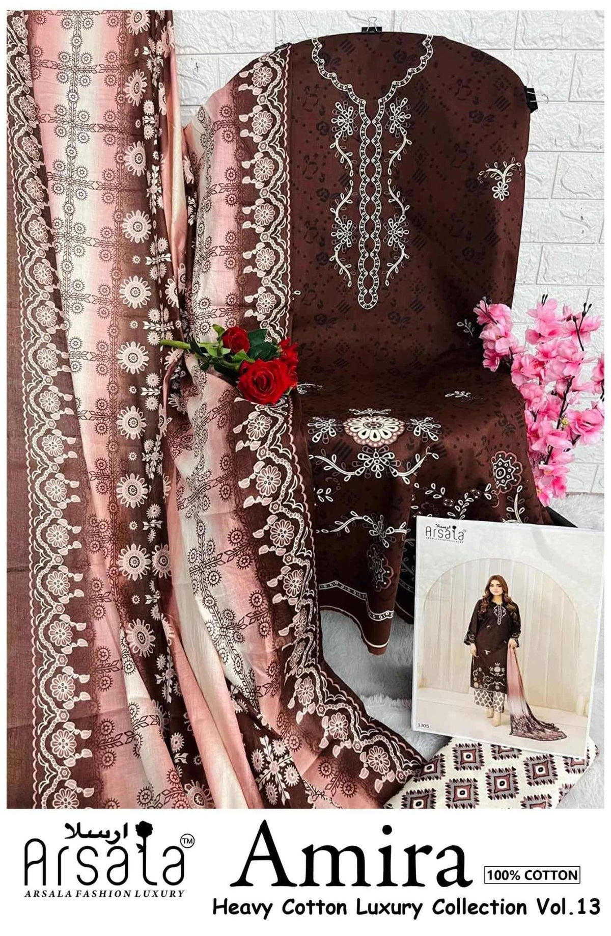 Arsala Amira Vol 13 Pure Heavy Lawn Cotton Pakistani Suit - Amrah Wholesale