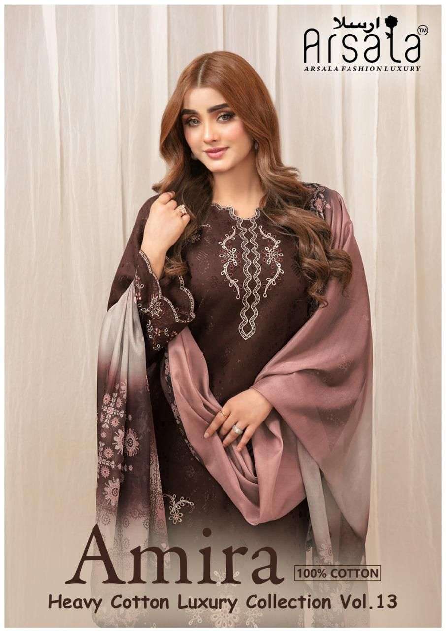 Arsala Amira Vol 13 Pure Heavy Lawn Cotton Pakistani Suit - Amrah Wholesale