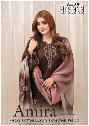Arsala Amira Vol 13 Pure Heavy Lawn Cotton Pakistani Suit - Amrah Wholesale