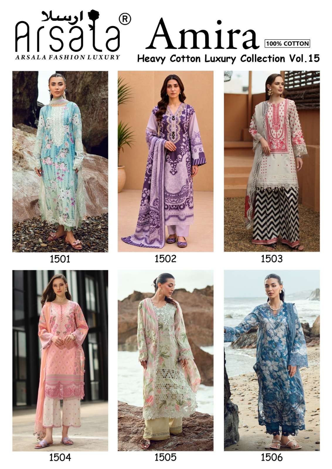 Arsala Amira Vol-15 Cotton Printed Ready To Wear Salwar Suits
