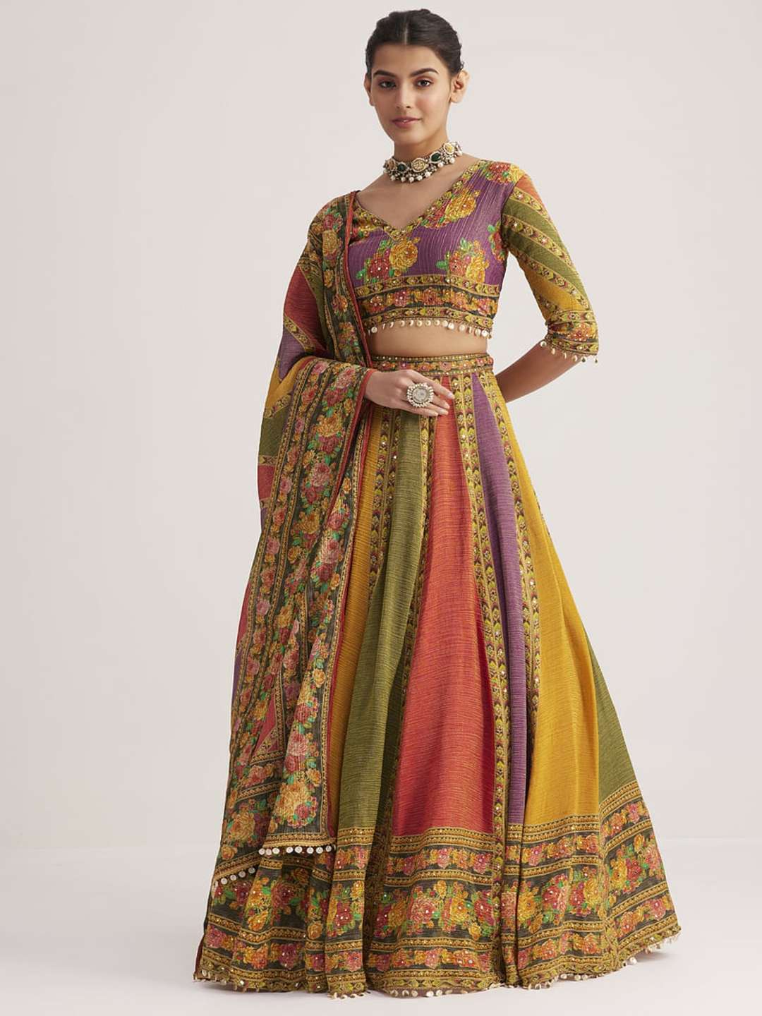 ARYA DESIGN DRS-136 Pure Organza Silk Mirror Handwork Lehenga