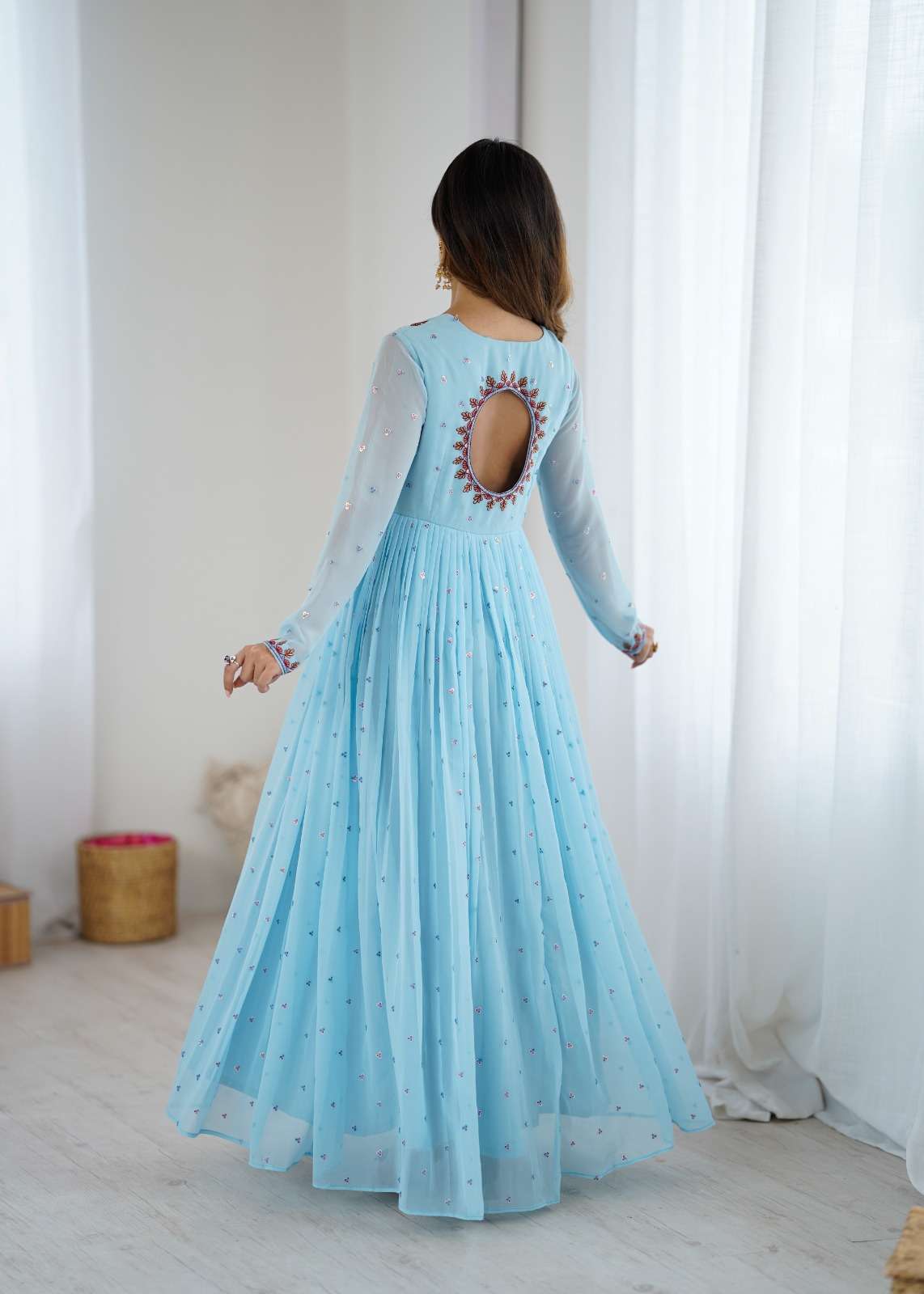Arya Design DRS-158 Georgette Embroidered Anarkali Gown