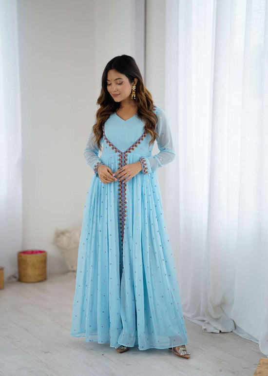 Arya Design DRS-158 Georgette Embroidered Anarkali Gown