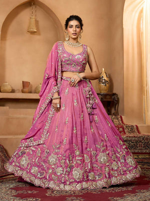 ARYA DESIGN DRS-228 Heavy Embroidery Tissue Semi-Stitched Lehenga - Amrah Wholesale