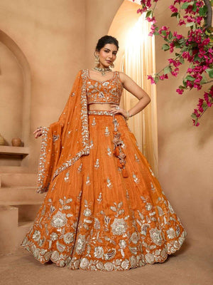 ARYA DESIGN DRS227 Tissue Silk Thread & Sequins Work Lehenga - Amrah Wholesale