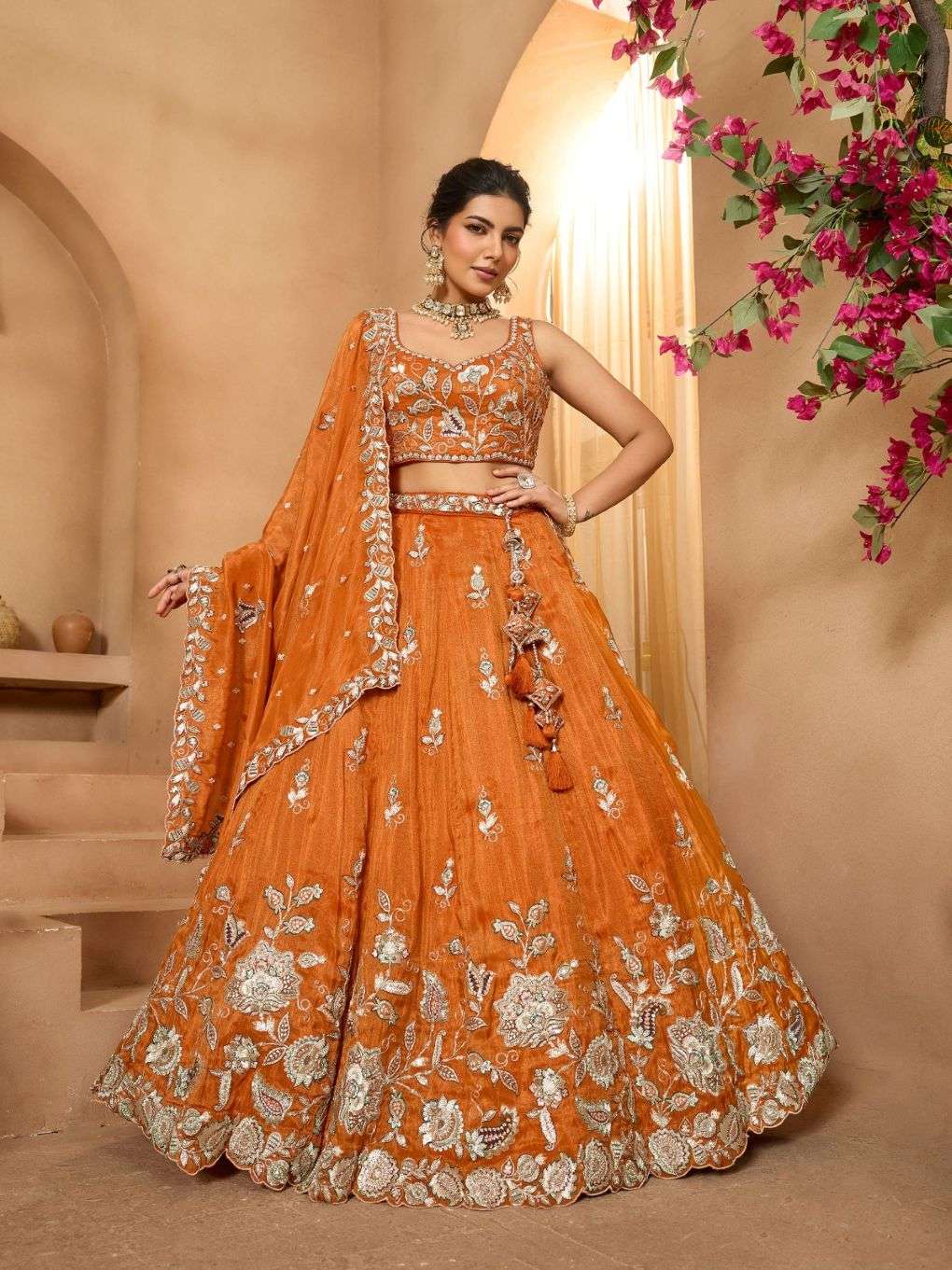 ARYA DESIGN DRS227 Tissue Silk Thread & Sequins Work Lehenga - Amrah Wholesale