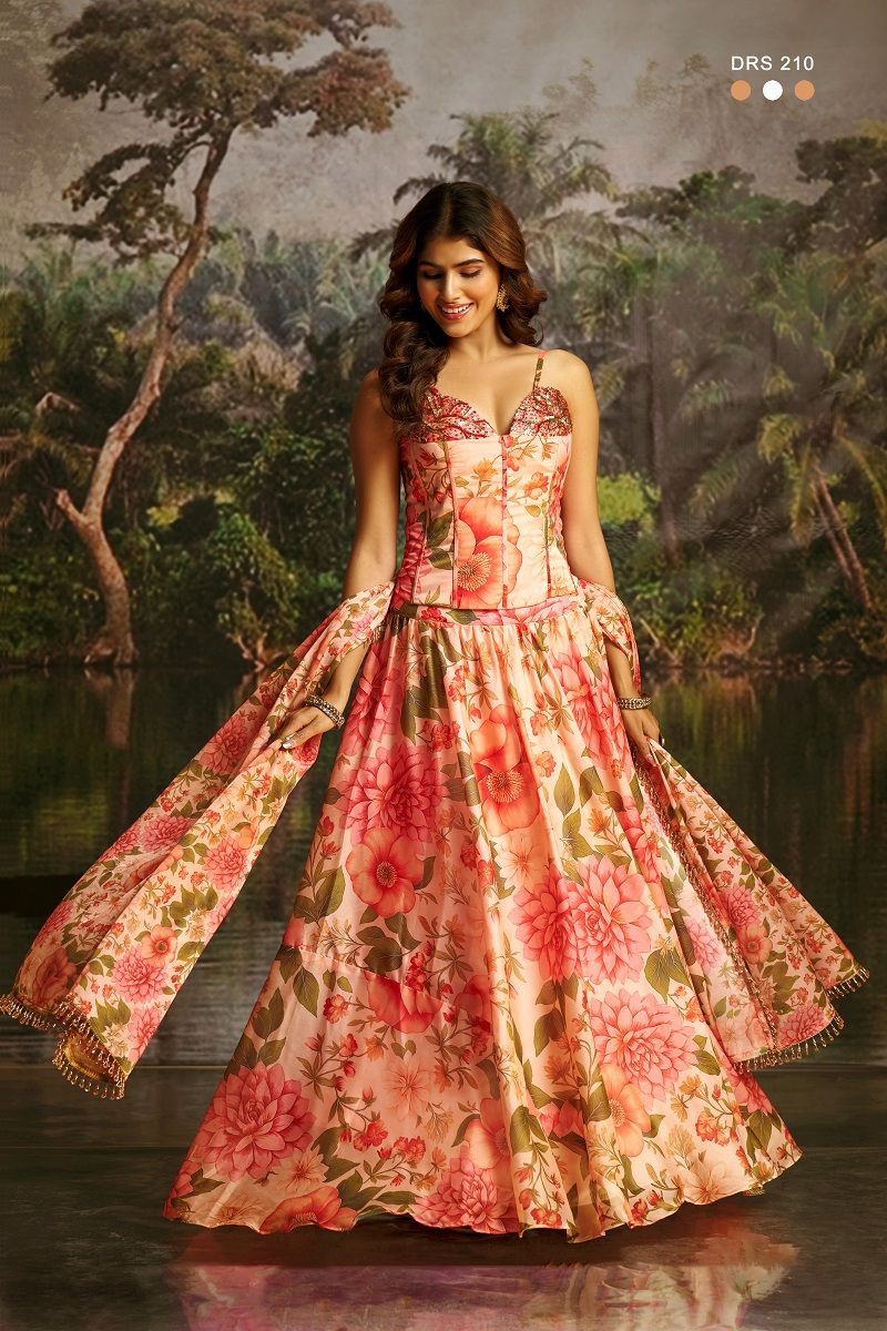Arya Designs Arya Drs 209 And 210 Premium Georgette Floral Printed Lehenga - Amrah Wholesale