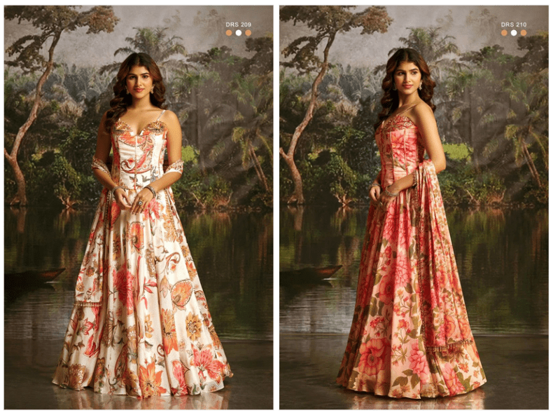 Arya Designs Arya Drs 209 And 210 Premium Georgette Floral Printed Lehenga - Amrah Wholesale