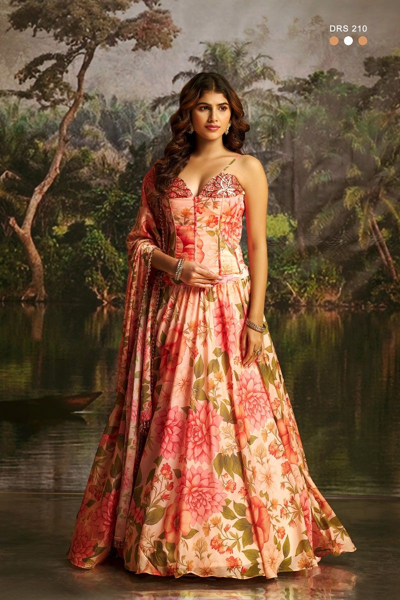 Arya Designs Arya Drs 209 And 210 Premium Georgette Floral Printed Lehenga - Amrah Wholesale