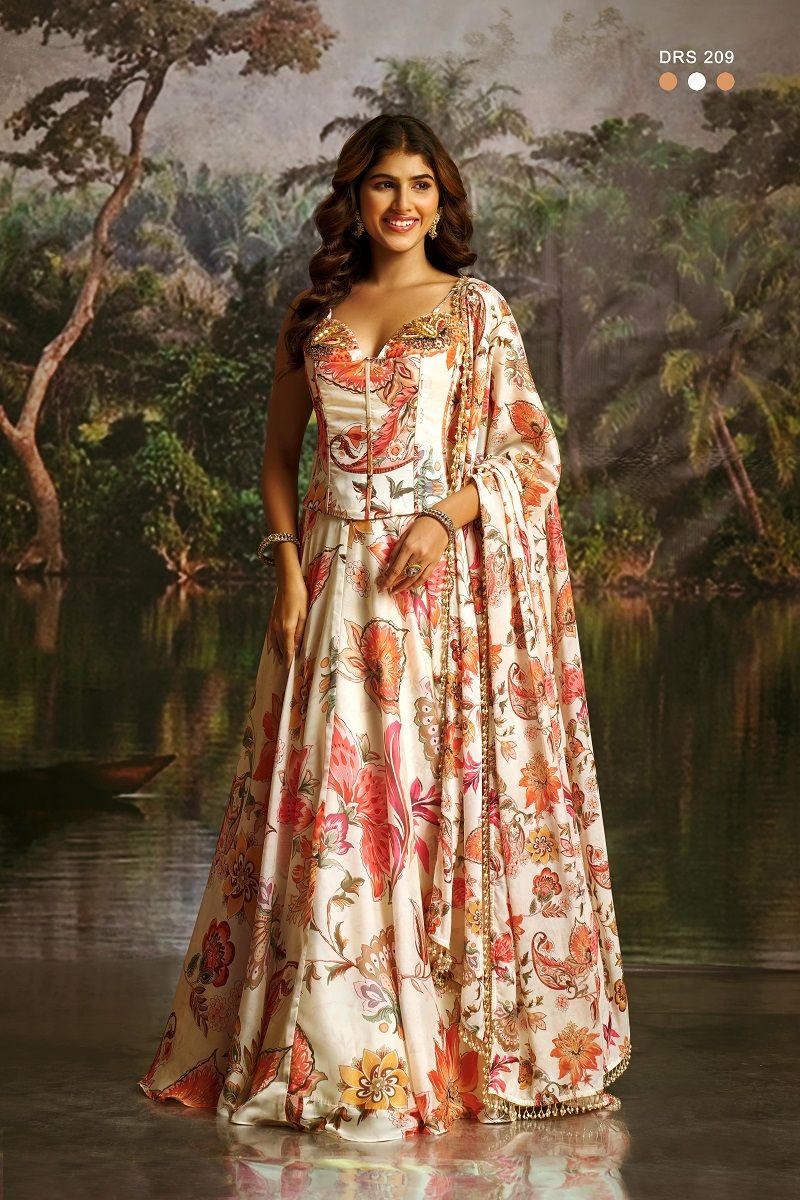 Arya Designs Arya Drs 209 And 210 Premium Georgette Floral Printed Lehenga - Amrah Wholesale