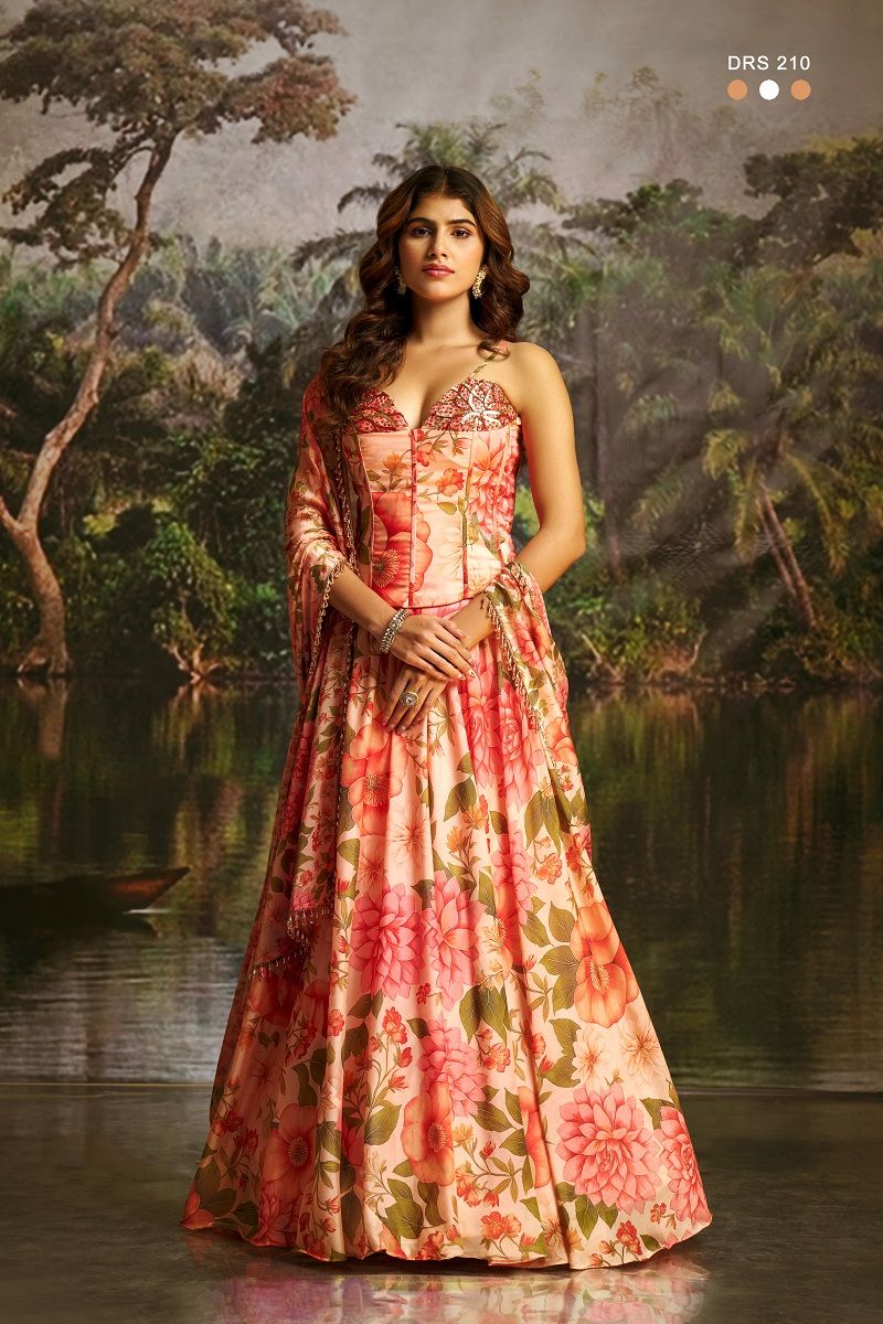 Arya Designs Arya Drs 209 And 210 Premium Georgette Floral Printed Lehenga - Amrah Wholesale