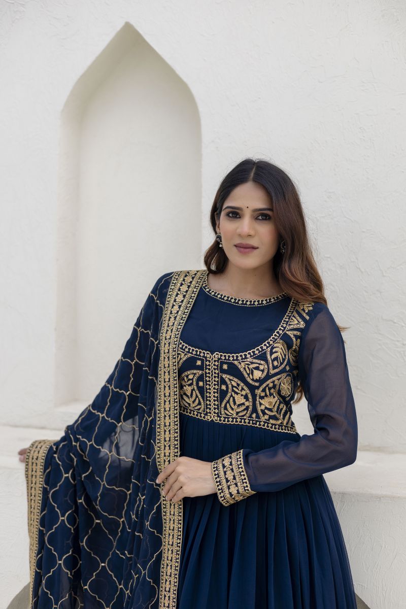Arya Designs Arya Farah Vol 1 Georgette Embroidered Designer Gown