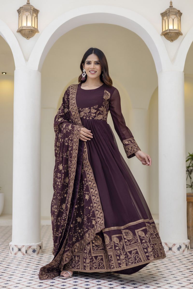 Arya Designs Arya Farah Vol 1 Georgette Embroidered Designer Gown