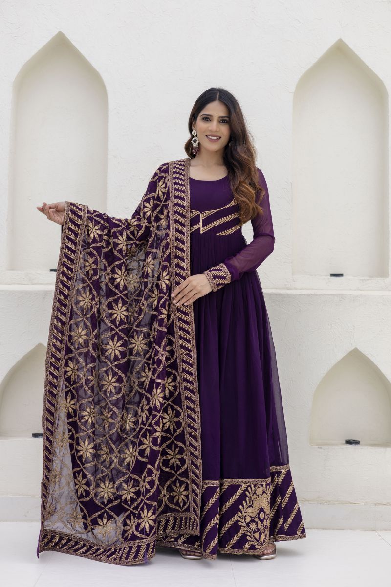 Arya Designs Arya Farah Vol 1 Georgette Embroidered Designer Gown