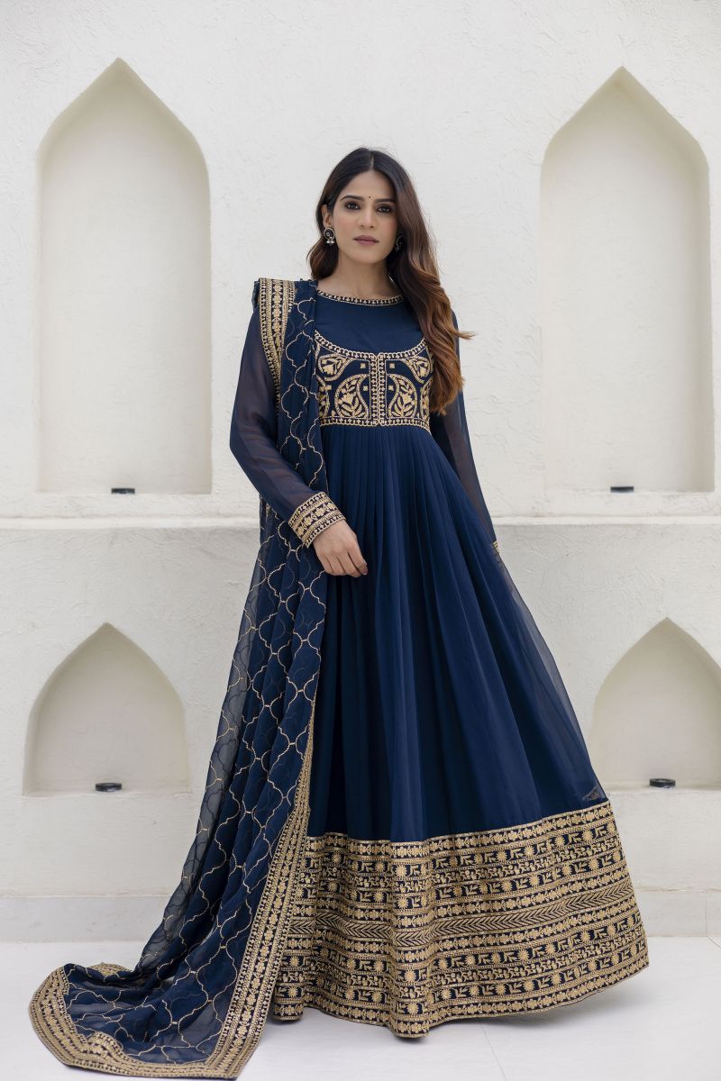 Arya Designs Arya Farah Vol 1 Georgette Embroidered Designer Gown