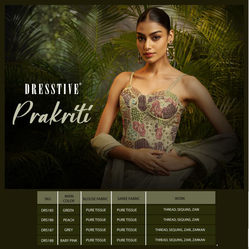 Arya Designs Prakriti Pure Tissue Embroidered Ready To Wear Saree