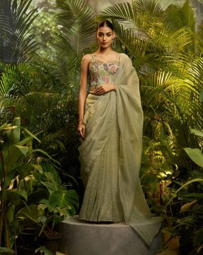 Arya Designs Prakriti Pure Tissue Embroidered Ready To Wear Saree