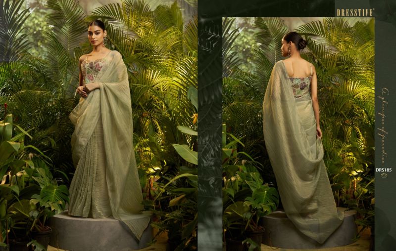 Arya Designs Prakriti Pure Tissue Embroidered Ready To Wear Saree