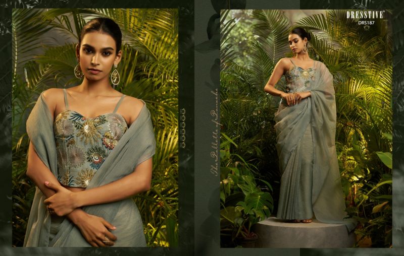 Arya Designs Prakriti Pure Tissue Embroidered Ready To Wear Saree