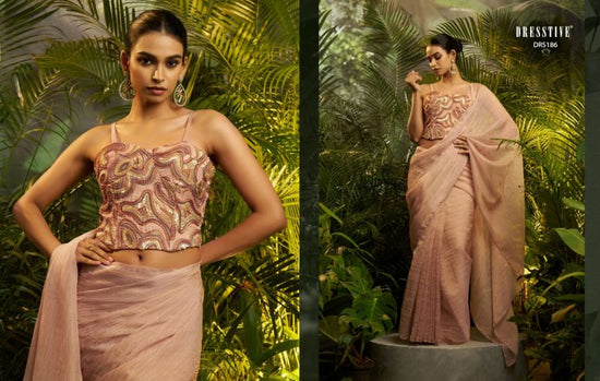 Arya Designs Prakriti Pure Tissue Embroidered Ready To Wear Saree