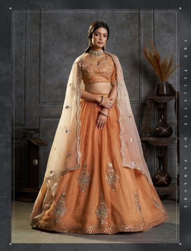Arya Designs Saanjh Organza Embroidered Lehenga