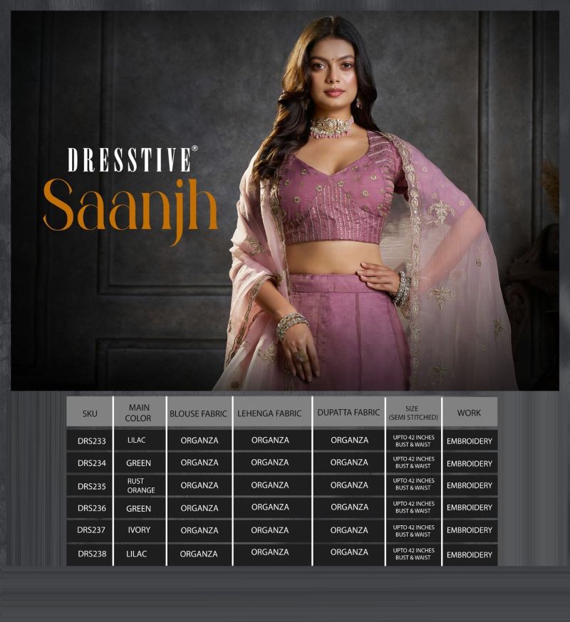 Arya Designs Saanjh Organza Embroidered Lehenga