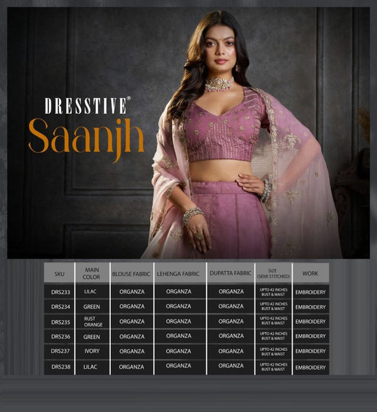 Arya Designs Saanjh Organza Embroidered Lehenga