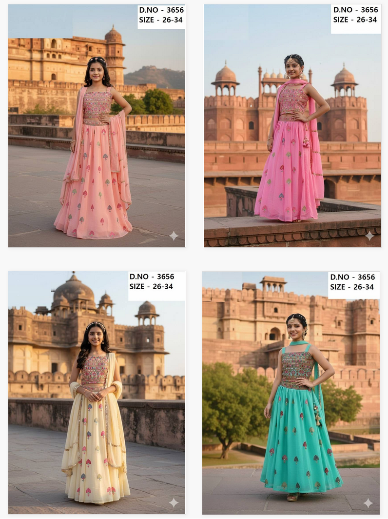 Arya Fancy Crop Top Set 3656