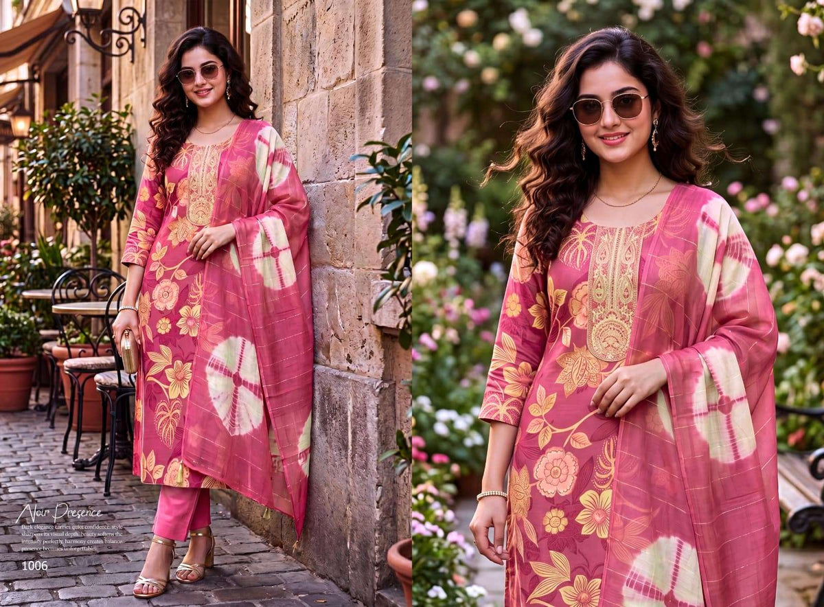 Ashwath Shruti Vatican Foil Print Readymade 3 Piece Kurti Set