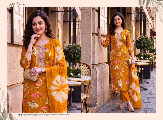 Ashwath Shruti Vatican Foil Print Readymade 3 Piece Kurti Set