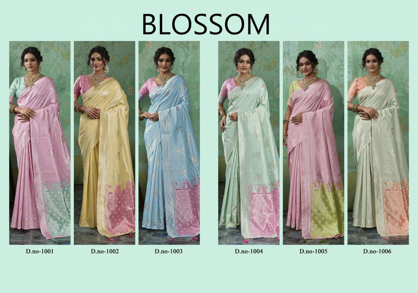 Amrah Wholesale Ast Blossom 1 Linen Cotton Saree
