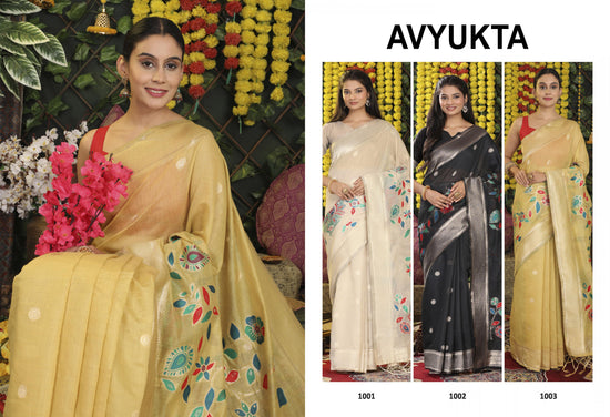 Astita Avyukta Linen Cotton Designer Saree Wholesale