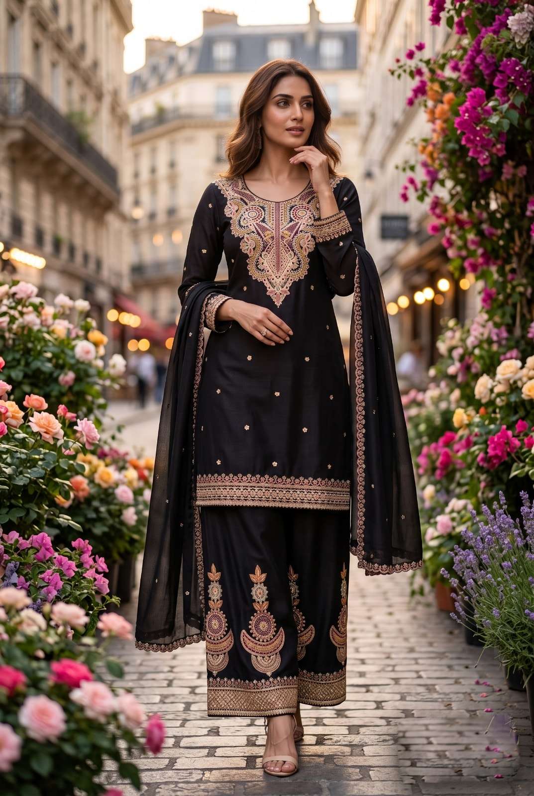 AURRAA Black Pearl Chinon Pakistani Suit