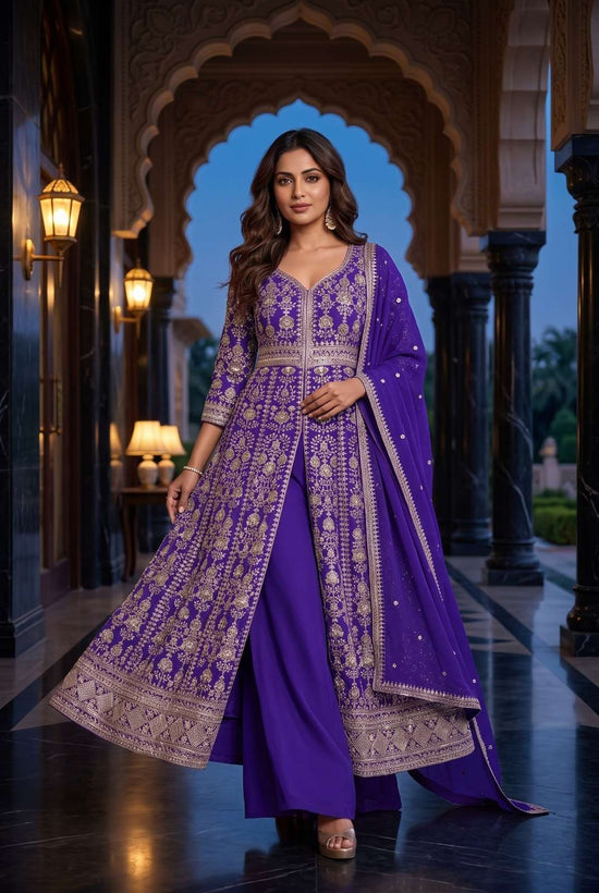 Aurraa Deevani Chinon Embroidered Palazzo Salwar Suit