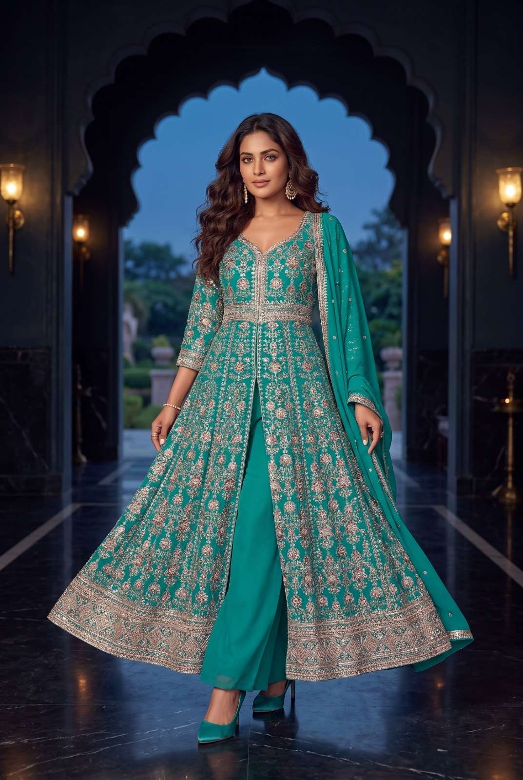 Aurraa Deevani Chinon Embroidered Palazzo Salwar Suit