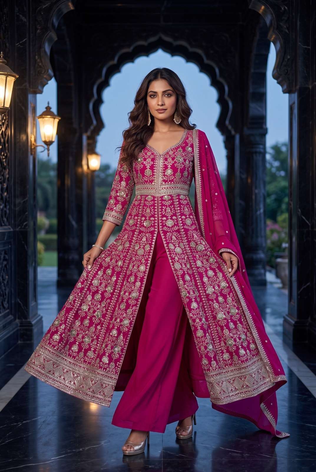 Aurraa Deevani Chinon Embroidered Palazzo Salwar Suit
